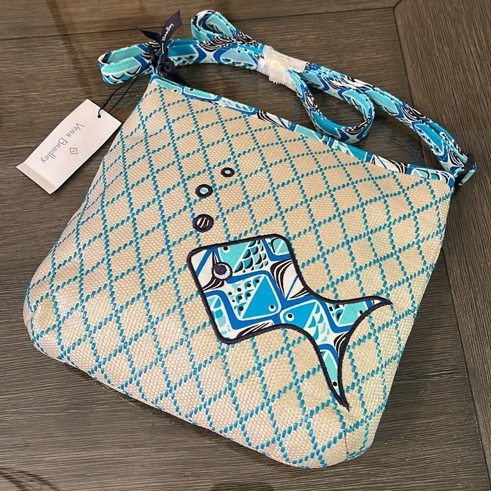Vera Bradley Beach Crossbody in Go Fish Blue Pattern New with Tags - Picture 2 of 16
